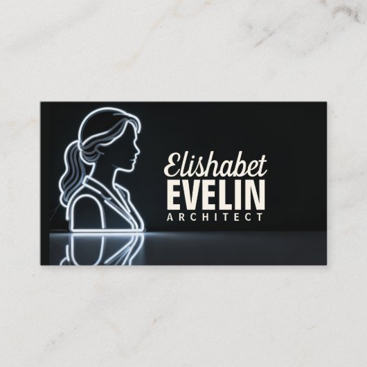 Carte De Visite Contours Blancs avec Reflet : Une Silhouette Moder (Devant)