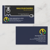 Carte De Visite Contractant électrique Creative White Power Line (Devant / Derrière)