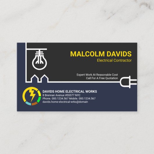 Carte De Visite Contractant électrique Creative White Power Line (Devant)