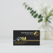 Carte De Visite Contractant élégant pour toiture de toit en or  (Debout devant)