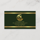 Carte De Visite Contractant simple Emerald Gold Borders (Dos)