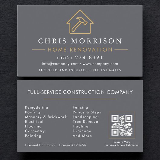 Carte De Visite Contracteur de rénovation QR