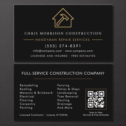 Carte De Visite Contractor & Handyman QR Code