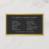 Carte De Visite Contractor Plumbing Service Gold Black (Dos)