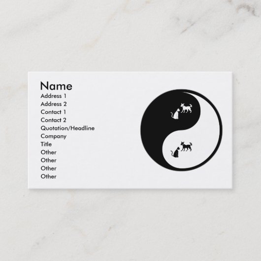 Carte De Visite Contrôle d'animal de Yin Yang (Devant)