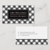 Carte De Visite Contrôle de Buffalo noir et plaid blanc simple et (Devant / Derrière)