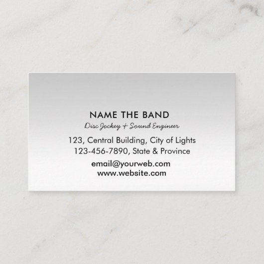 Carte De Visite Contrôleur DJ musical Professional Sound Engineer (Dos)