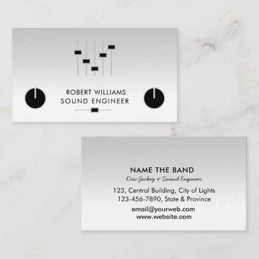 Carte De Visite Contrôleur DJ musical Professional Sound Engineer (Devant / Derrière)