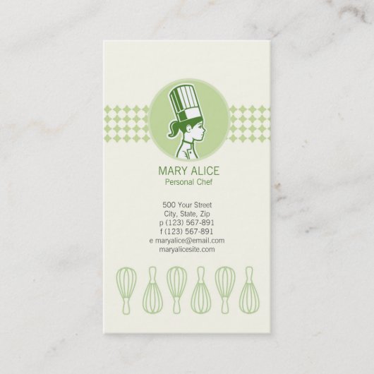 Carte de visite Cook Baker (Devant)