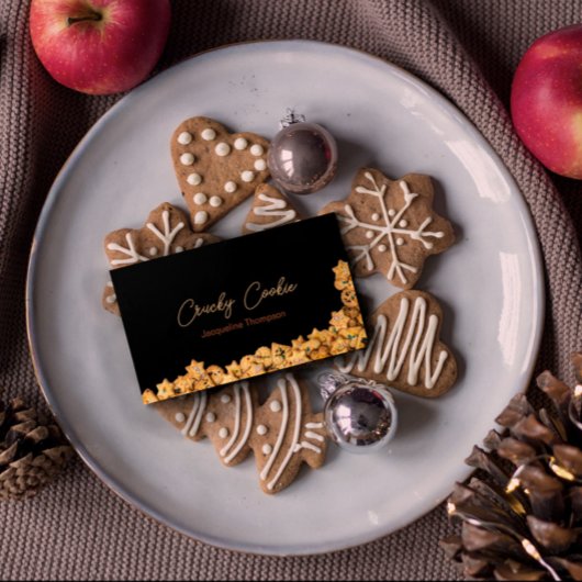 Carte De Visite Cookies Boulangerie QR Code Black Professional