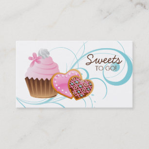 Carte De Visite Cookies Cupcake Bakery Cute Swirl bleu moderne