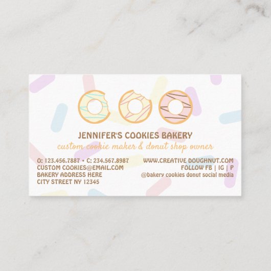 Carte De Visite Cookies Doughnut Sweet Traitements Punch Loyalty B (Dos)