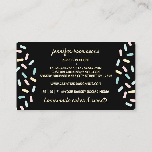 Carte De Visite Cookies noirs Doughnut Sweet Traitements (Dos)