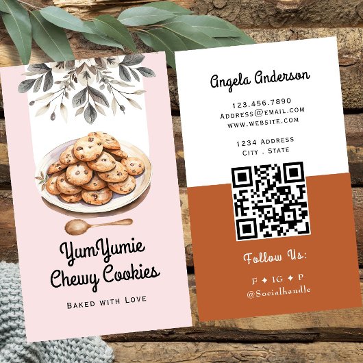 Carte De Visite Cookies Trendy QR Code and Website