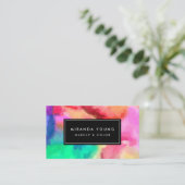 Carte De Visite Cool Abstrait multicolore Aquarelles III Moderne (Debout devant)