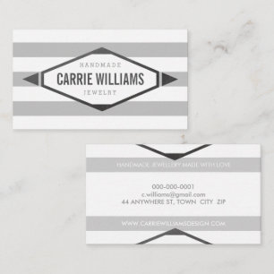 Carte De Visite COOL AZTEC BOHO LOGO rayé gris simple