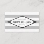 Carte De Visite COOL AZTEC BOHO LOGO rayé gris simple (Devant)