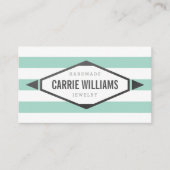Carte De Visite COOL AZTEC BOHO LOGO rayé simple menthe gris (Devant)