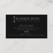Carte De Visite Cool Barber Barbershop noir sur noir (Devant)
