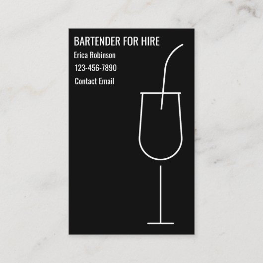 Carte De Visite Cool Bartender For Hire Business Cards (Devant)