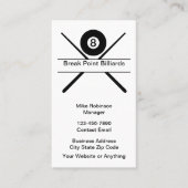 Carte De Visite Cool Billiard Hall Theme Business Cards (Devant)