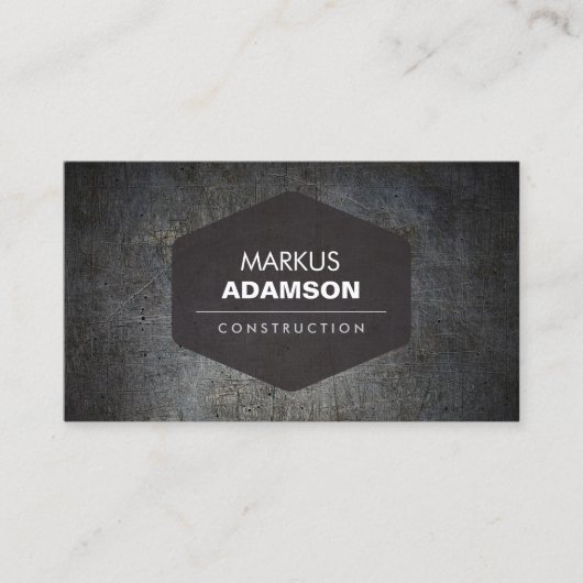Carte De Visite Cool Black Grunge Metal avec nom Logo (Devant)