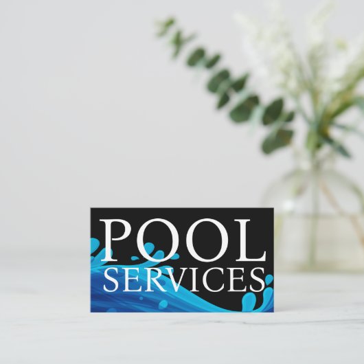 Carte De Visite Cool Blue Pool Service Professionnel (Debout devant)