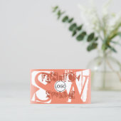 Carte De Visite Cool Blush Red White Photo Logo et Monogramme (Debout devant)
