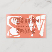 Carte De Visite Cool Blush rouge et blanc avec Monogramme élégant (Devant)