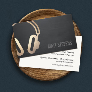 Carte De Visite Cool Bold DJ Gold casques Black Music