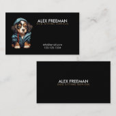 Carte De Visite Cool Brown et noir Chien Chien assis (Devant / Derrière)