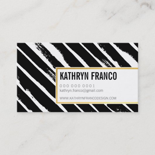 Carte De Visite COOL BRUSH STROKE bold mignon peint en or noir (Devant)