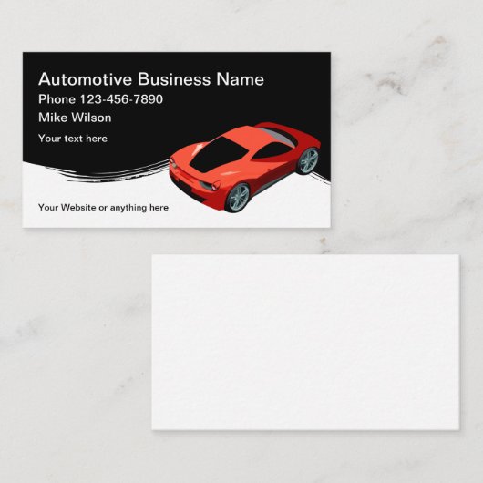 Carte De Visite Cool Car Care Automotive Thème (Devant / Derrière)