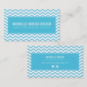 Carte De Visite COOL CHEVRON MOTIF preppy moderne aqua bleu