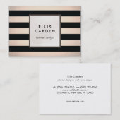 Carte De Visite Cool Chic Noir et Copper Stripes Designer (Devant / Derrière)