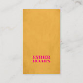 Carte De Visite Cool Chic Texture jaune rose Consultant (Devant)