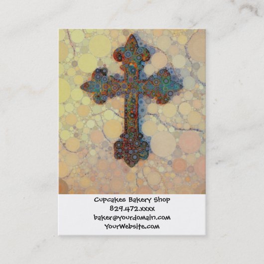 Carte De Visite Cool Christian Cross Cercle Mosaic Motif (Devant)