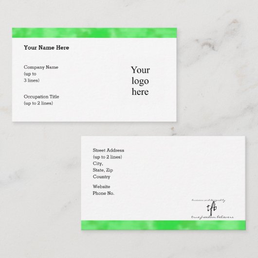 Carte De Visite Cool Clover Patch Logo Std. Personnalisé (Devant / Derrière)