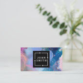 Carte De Visite Cool d'aquarelle multicolore moderne Abstrait (Debout devant)