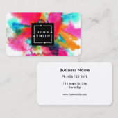 Carte De Visite Cool d'aquarelles multicolores moderne Abstrait Bu (Devant / Derrière)