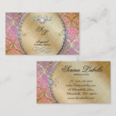 Carte De Visite Cool de Bling de damassé de maquilleur de bijoux (Devant / Derrière)