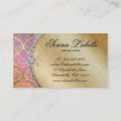 Carte De Visite Cool de Bling de damassé de maquilleur de bijoux (Dos)