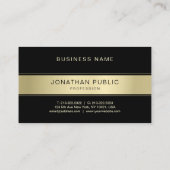 Carte De Visite Cool de design moderne Black and Gold Clean (Dos)