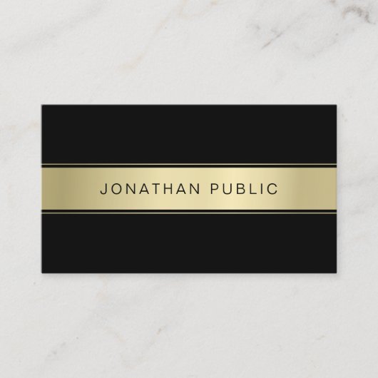 Carte De Visite Cool de design moderne Black and Gold Clean (Devant)
