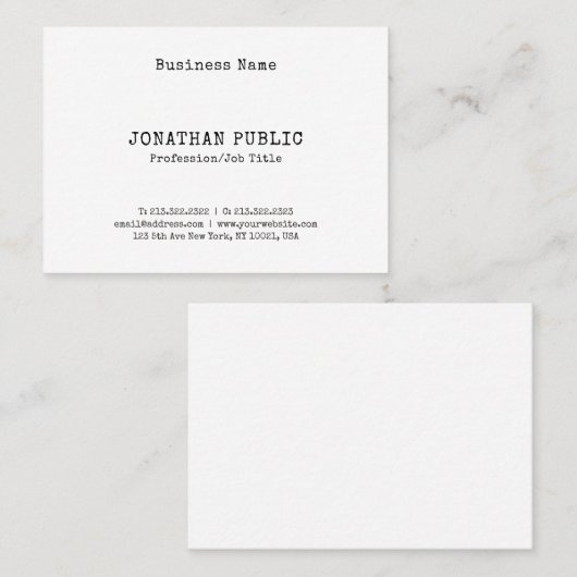 Carte De Visite Cool de design simple nostalgique (Devant / Derrière)