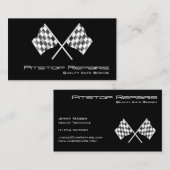 Carte de visite cool de drapeau À damiers noir (Devant / Derrière)