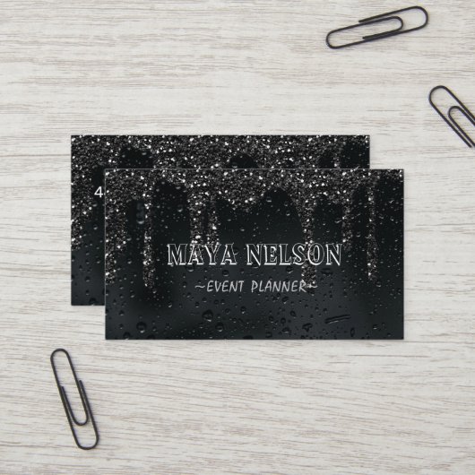 Carte De Visite Cool de luxe Rainy Black Arrière - plan (Devant/Arrière en situation)