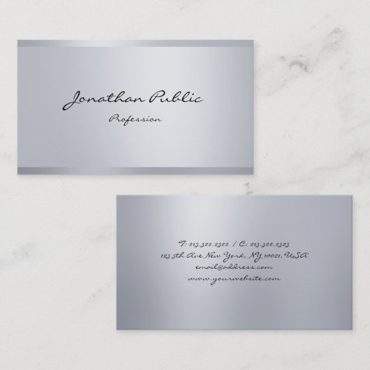 Carte De Visite Cool de script manuscrit élégant (Devant / Derrière)