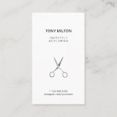 Carte De Visite Cool Elégant Blanc Faux Ciseaux Argent Cheveux (Devant)