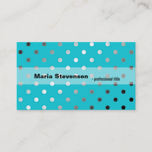 Carte De Visite Cool, élégant brillant aqua bleu pois